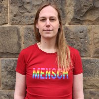 T-Shirt "MENSCH" Digitaldruck feminin S grau