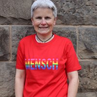 T-Shirt "MENSCH" Digitaldruck feminin XXL dunkelrot