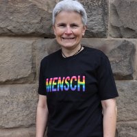 T-Shirt "MENSCH" Digitaldruck feminin XXL dunkelrot