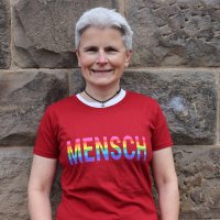T-Shirt "MENSCH" Digitaldruck feminin XXL dunkelrot