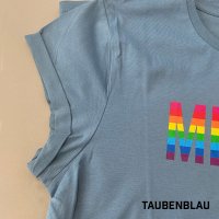 T-Shirt "MENSCH" Digitaldruck feminin XXL taubenblau