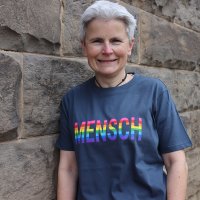T-Shirt "MENSCH" Digitaldruck maskulin L grau